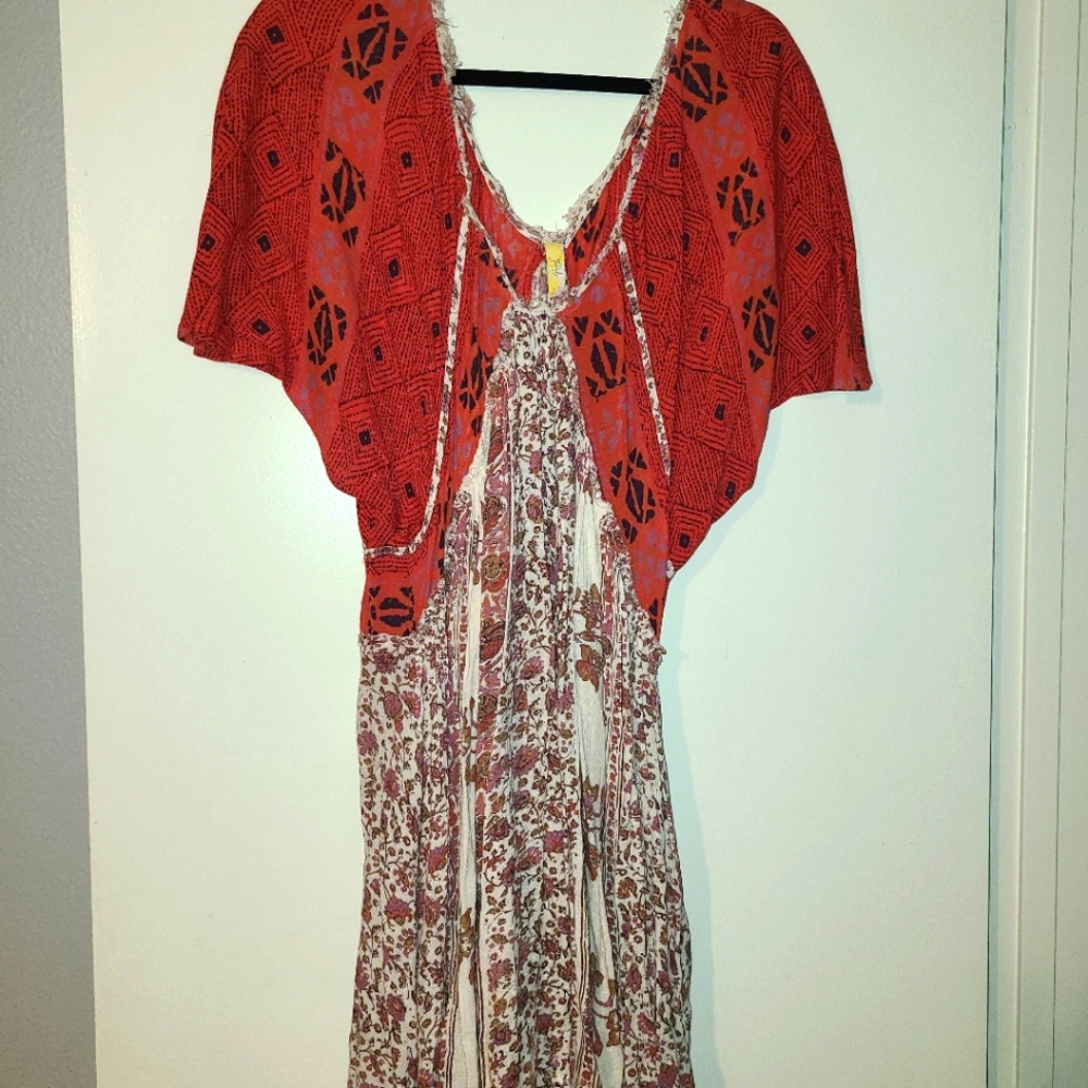 Free People deep v flowy mini dress
